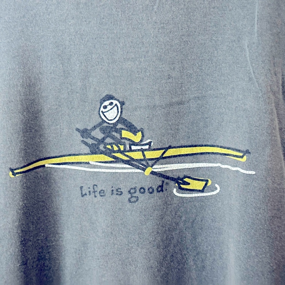 RARE Life Is Good rowing-themed classic t-shirt slate blue men’s size M - Picture 2 of 8